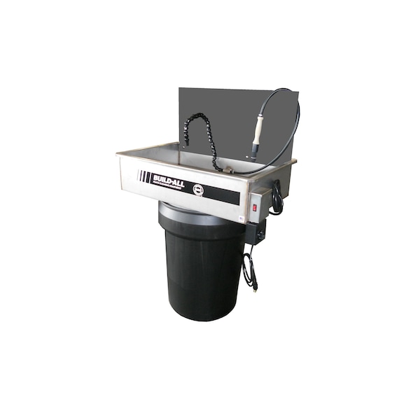Build-All Parts Washer, Stainless Steel Sink on Drum Parts Washer for Aqueous Parts Washing, 30-Gal Plastic Drum SSWH30 - main